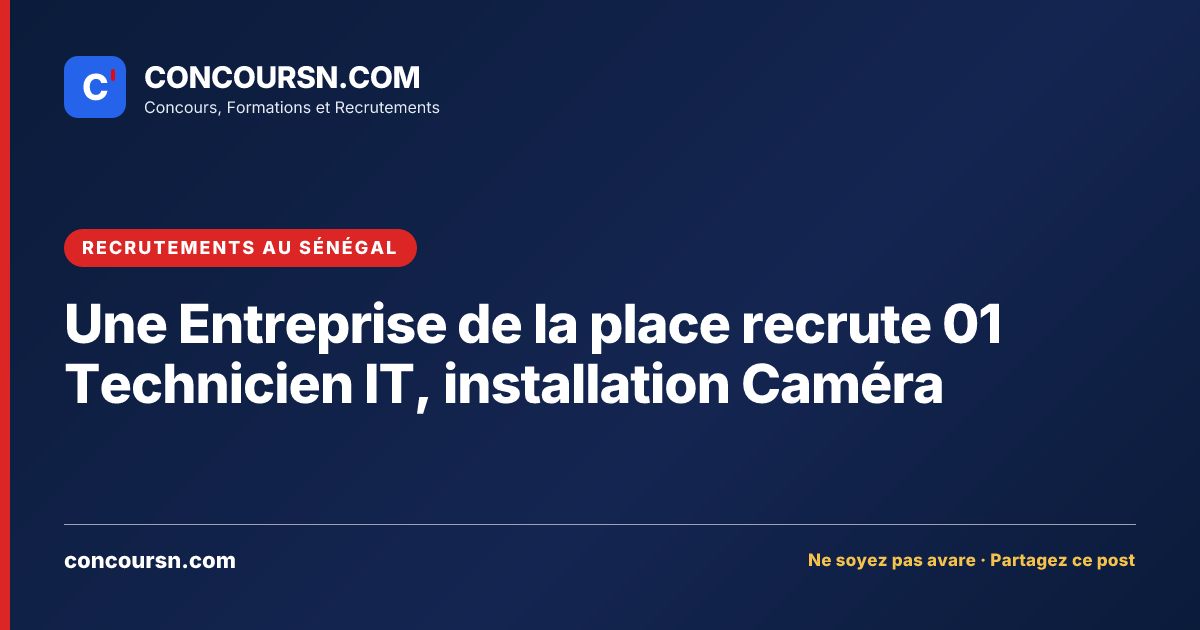 Illustration de l’article : Une Entreprise de la place recrute 01 Technicien IT, installation Caméra