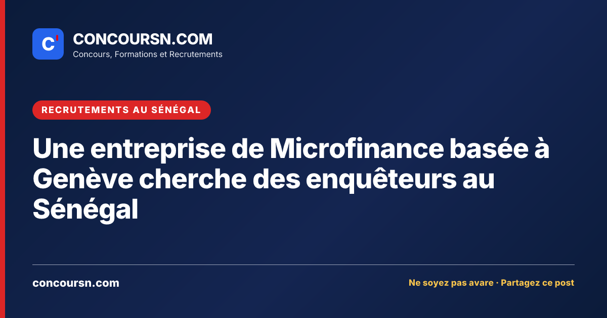 Illustration de l’article : Une entreprise de Microfinance basée à Genève cherche des enquêteurs au Sénégal
