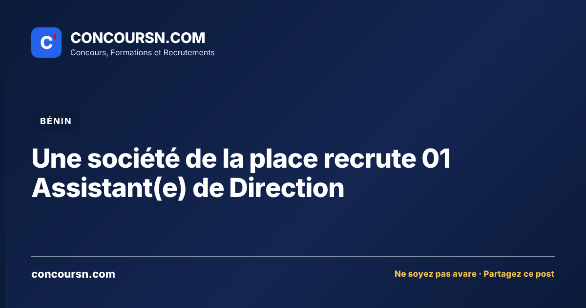 Illustration de l’article : Une société de la place recrute 01 Assistant(e) de Direction