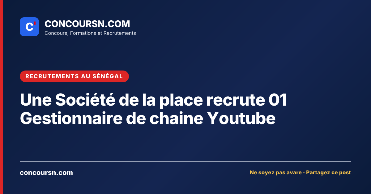 Illustration de l’article : Une Société de la place recrute 01 Gestionnaire de chaine Youtube