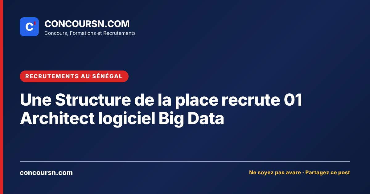 Illustration de l’article : Une Structure de la place recrute 01 Architect logiciel Big Data