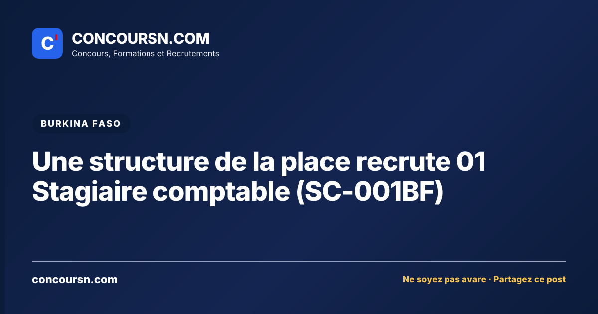 Illustration de l’article : Une structure de la place recrute 01 Stagiaire comptable (SC-001BF)