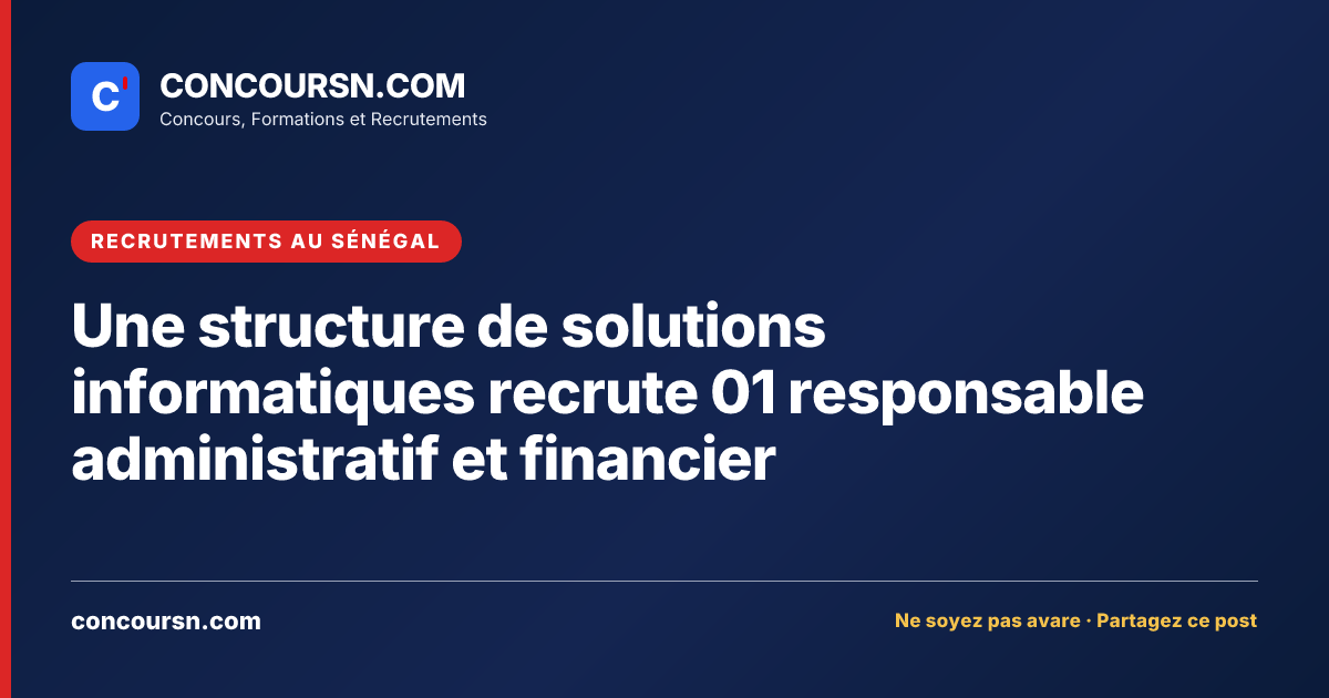 Illustration de l’article : Une structure de solutions informatiques recrute 01 responsable administratif et financier