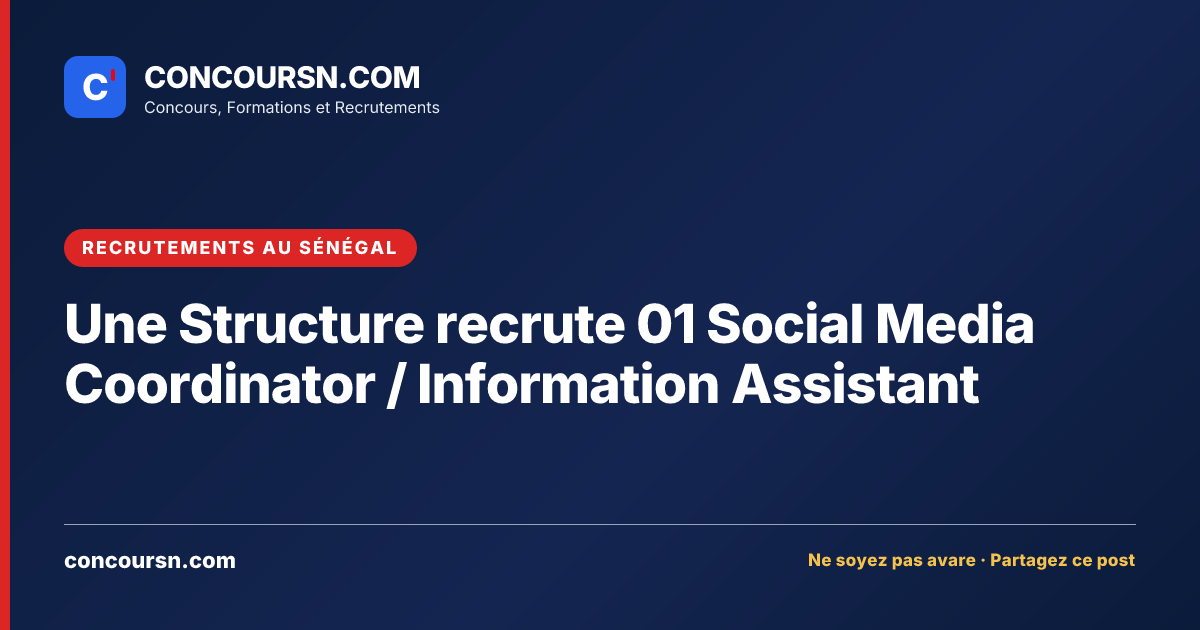 Illustration de l’article : Une Structure recrute 01 Social Media Coordinator / Information Assistant