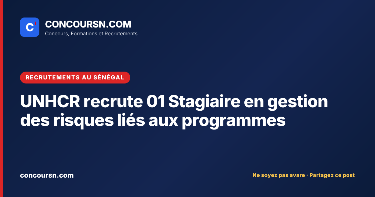 Illustration de l’article : UNHCR recrute 01 Stagiaire en gestion des risques liés aux programmes