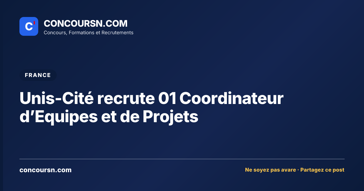Illustration de l’article : Unis-Cité recrute 01 Coordinateur d’Equipes et de Projets