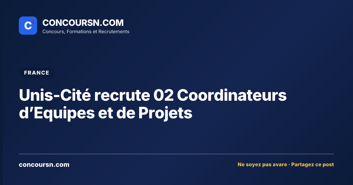 Illustration de l’article : Unis-Cité recrute 02 Coordinateurs d’Equipes et de Projets