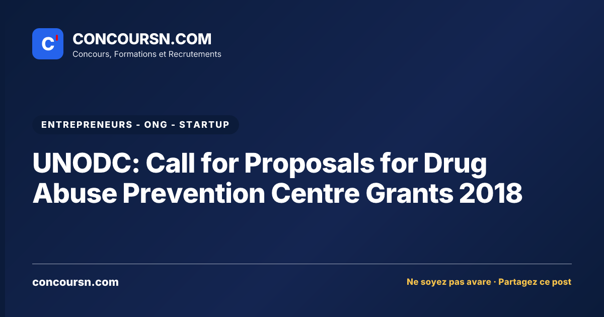 Illustration de l’article : UNODC: Call for Proposals for Drug Abuse Prevention Centre Grants 2018