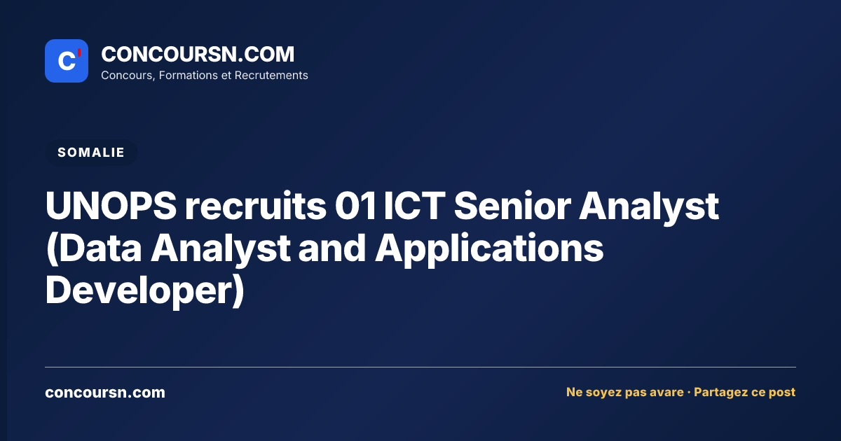 UNOPS recruits 01 ICT Senior Analyst (Data Analyst and Applications Developer)