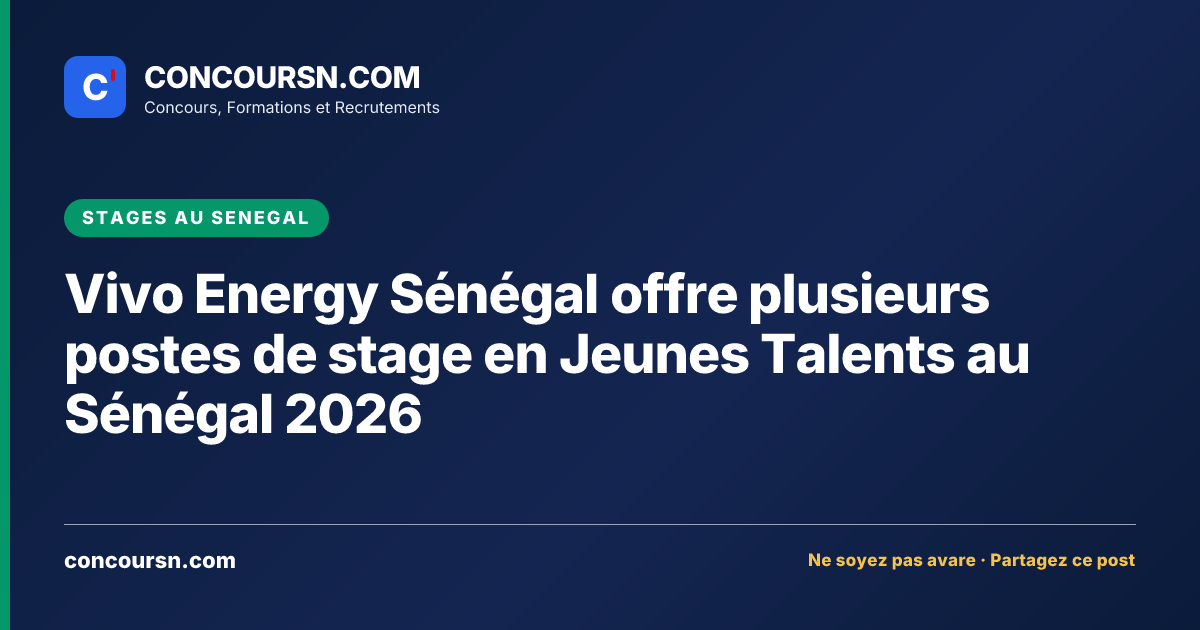 Illustration de l’article : Vivo Energy Sénégal offre plusieurs postes de stage en Jeunes Talents au Sénégal 2026