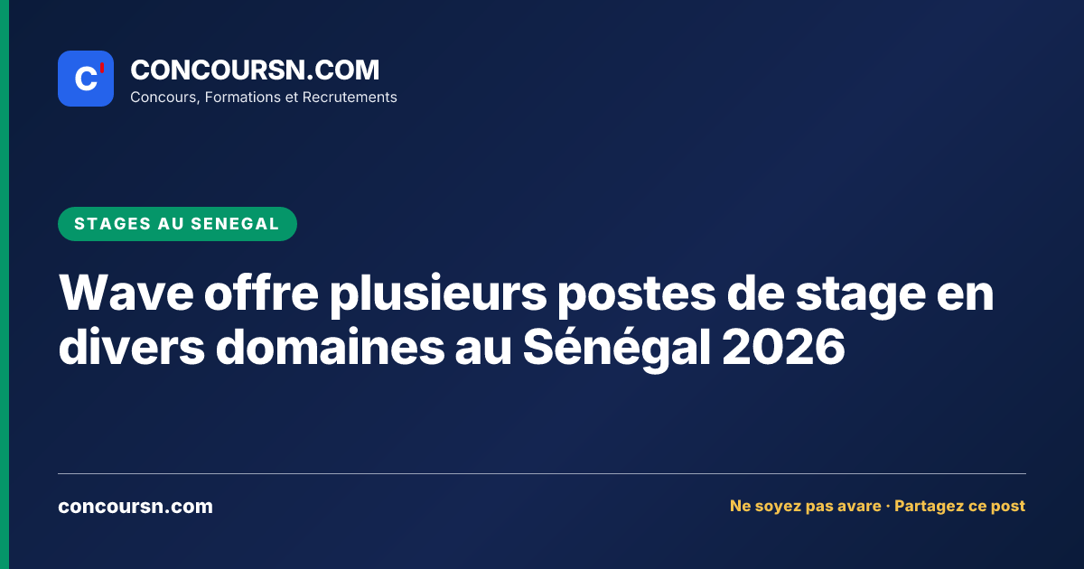 Illustration de l’article : Wave offre plusieurs postes de stage en divers domaines au Sénégal 2026