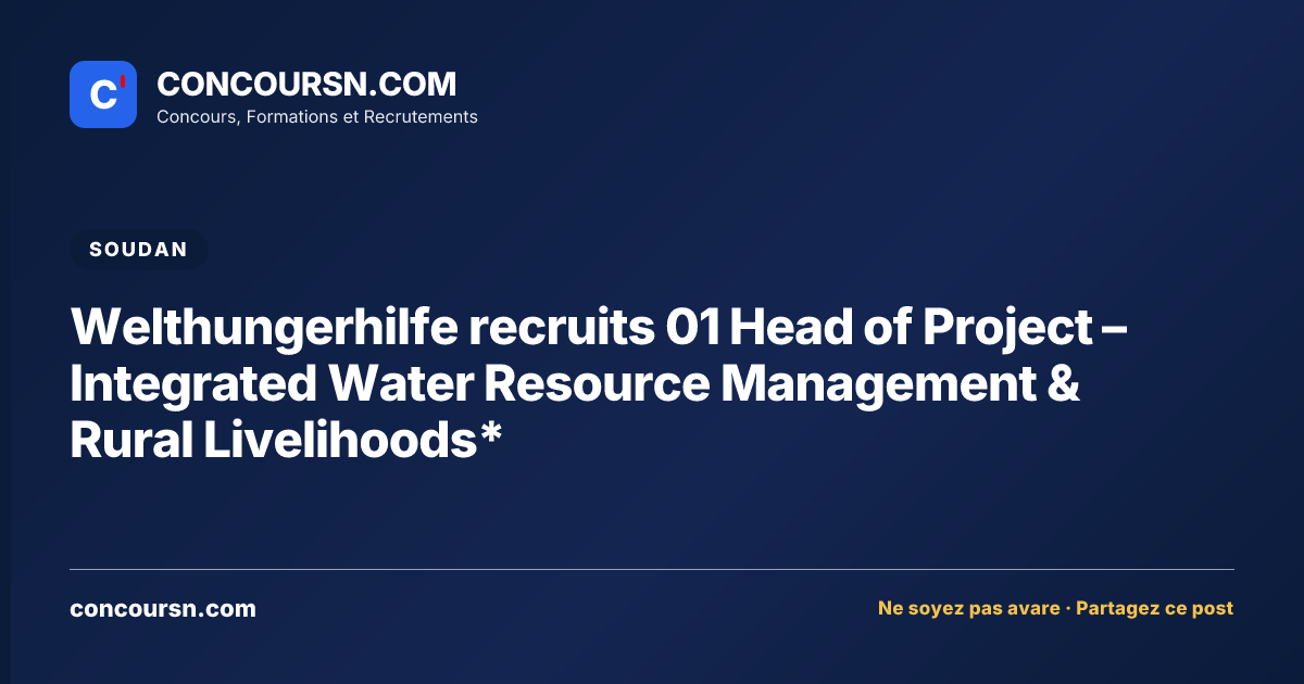 Illustration de l’article : Welthungerhilfe recruits 01 Head of Project – Integrated Water Resource Management & Rural Livelihoods*