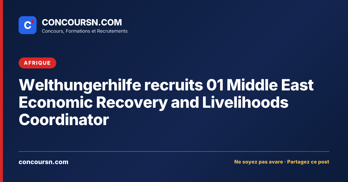 Illustration de l’article : Welthungerhilfe recruits 01 Middle East Economic Recovery and Livelihoods Coordinator