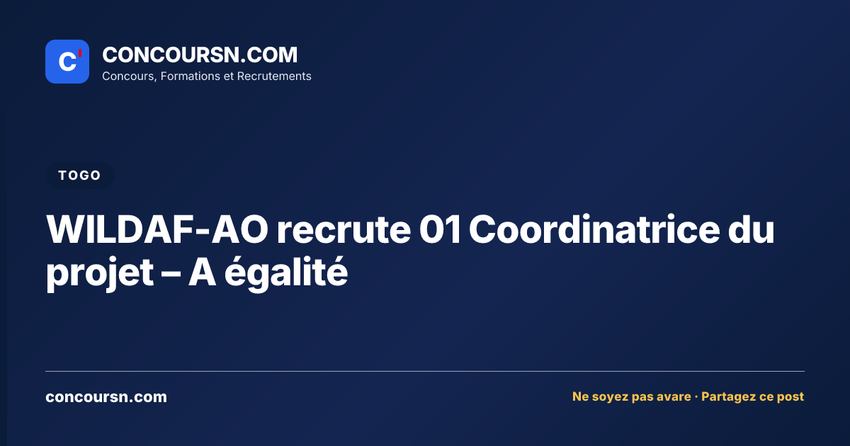 Illustration de l’article : WILDAF-AO recrute 01 Coordinatrice du projet – A égalité