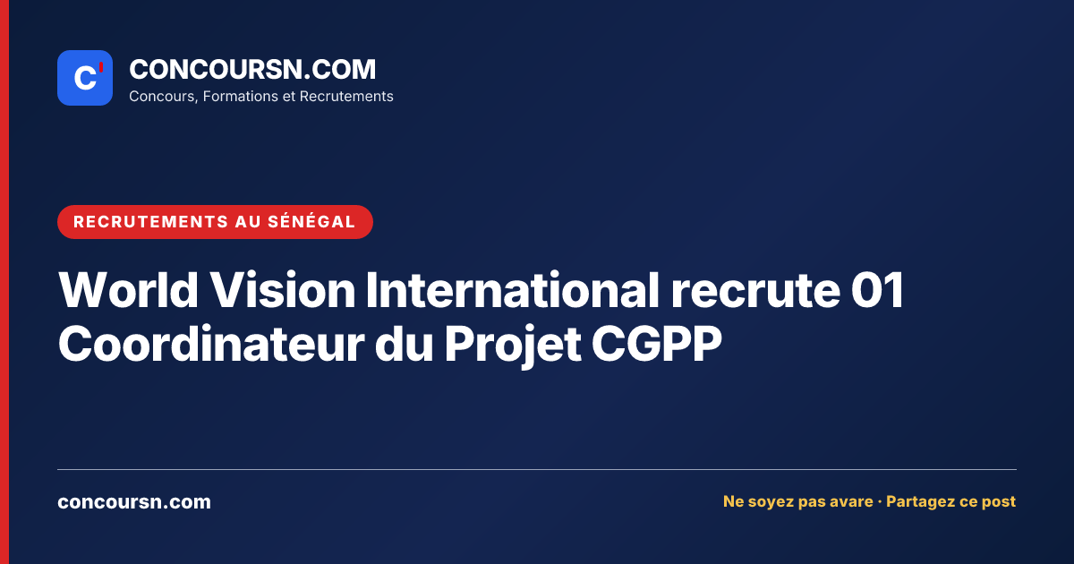 Illustration de l’article : World Vision International recrute 01 Coordinateur du Projet CGPP