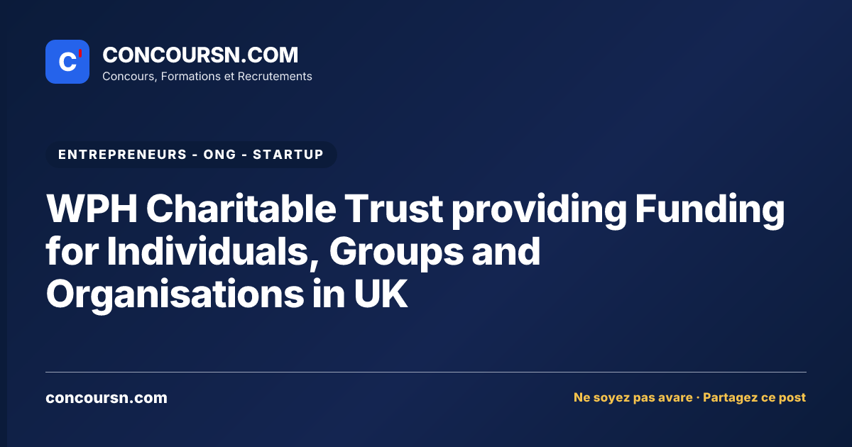 Illustration de l’article : WPH Charitable Trust providing Funding for Individuals, Groups and Organisations in UK